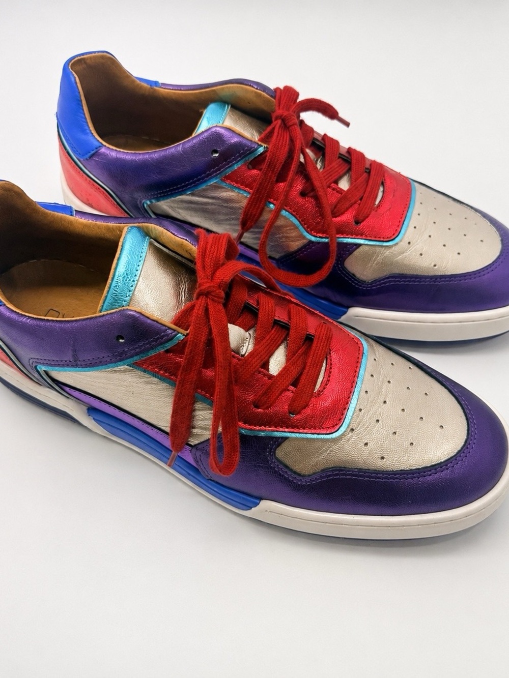 DWRS Women’s US 13 EU 43 Metallic Leather Color Block Sneakers NEW